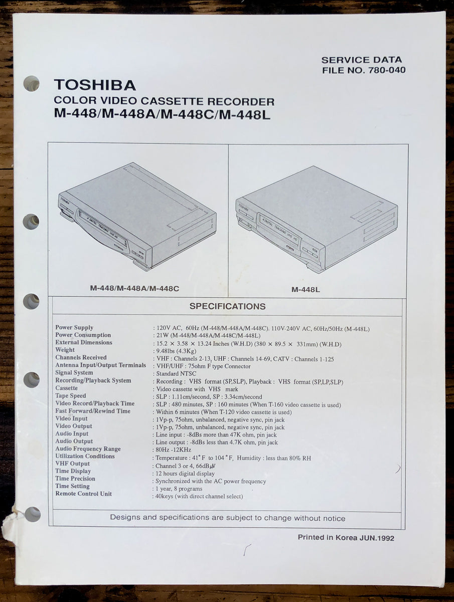 VCR Service Manual *Original* Vintage Audio Store Vintage Service Manuals, Stereo Brochures