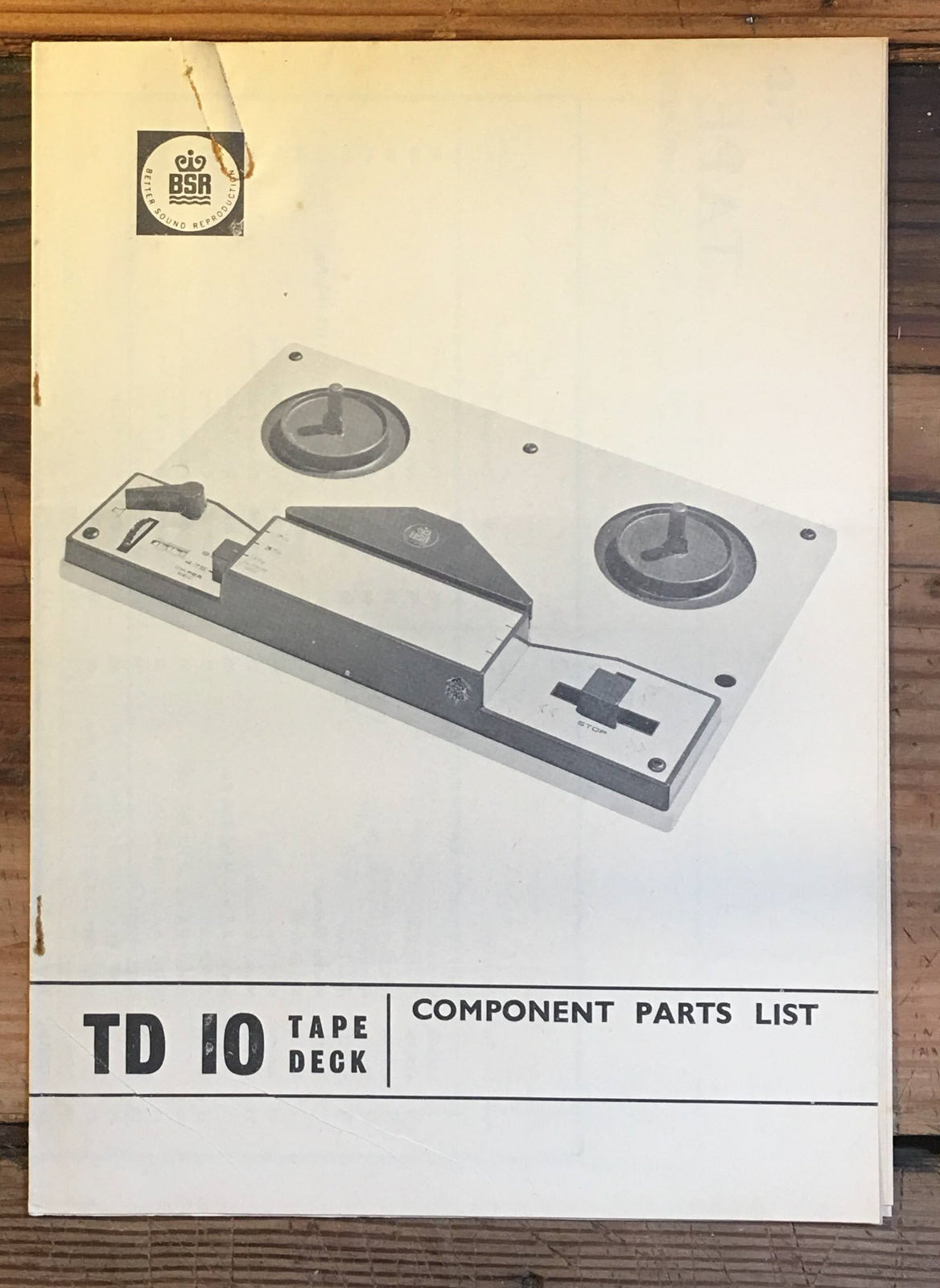 BSR TD 10 Tape Deck Parts List Manual *Original*