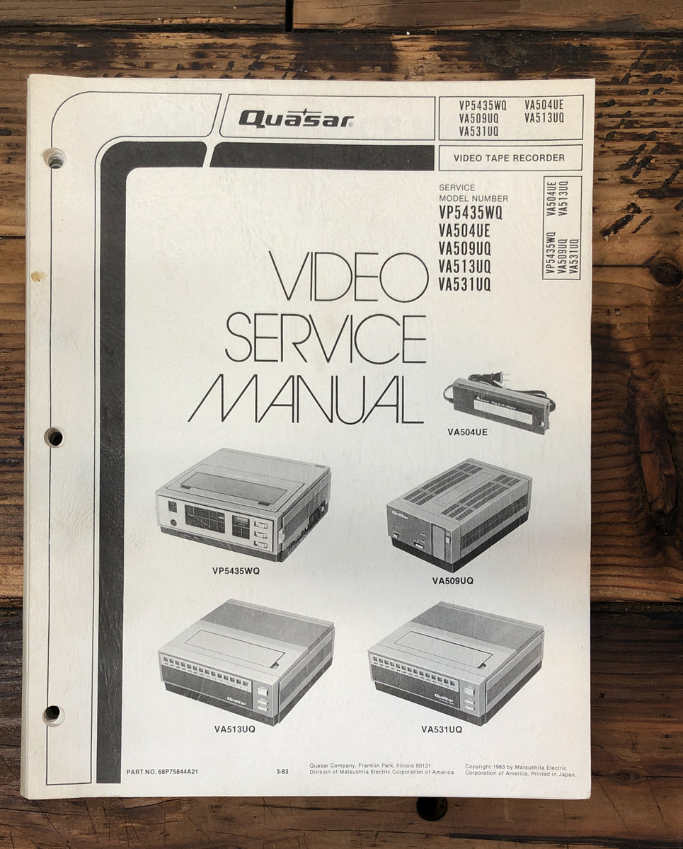 VCR Service Manual *Original* Vintage Audio Store Vintage Service Manuals, Stereo Brochures