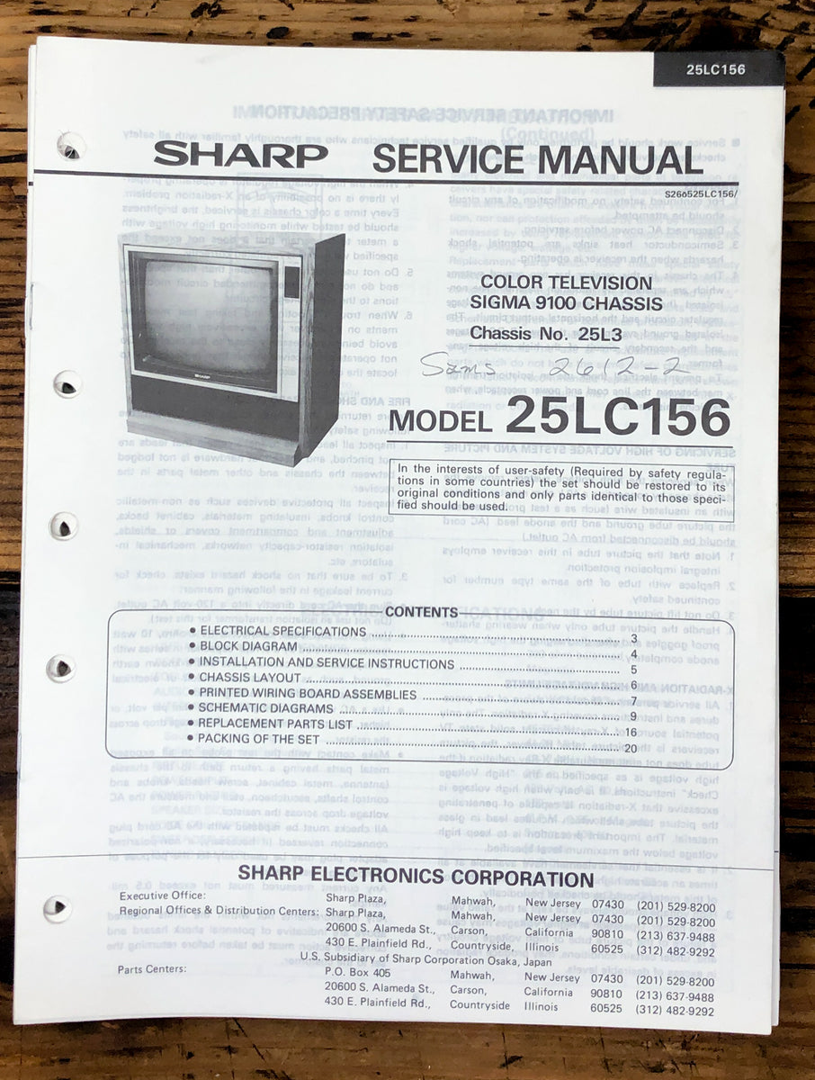 TV / Television Service Manual *Original* – Vintage Audio Store - Vintage Service Manuals ...