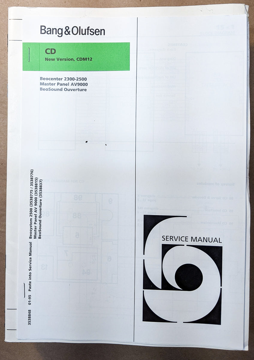 Bang Olufsen B&O CDM12 CDM 12 Mechanism Service Manual *Original*