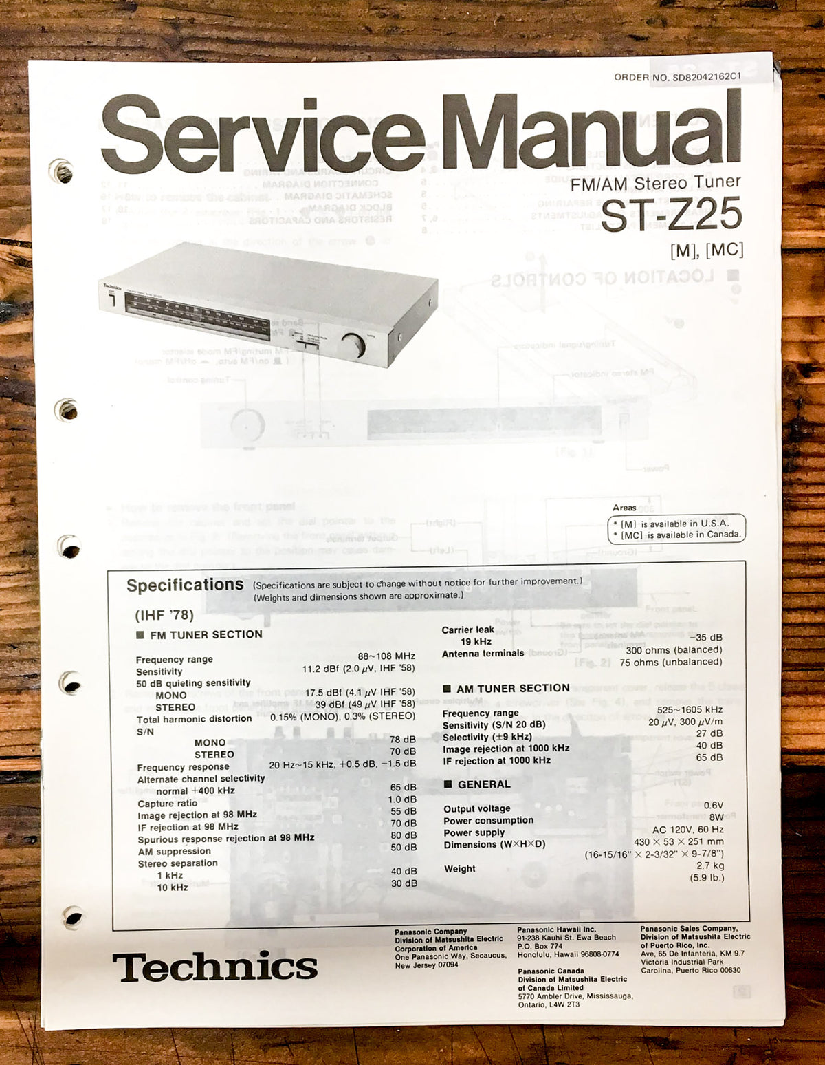 Technics ST-Z25 Tuner Service Manual *Original*
