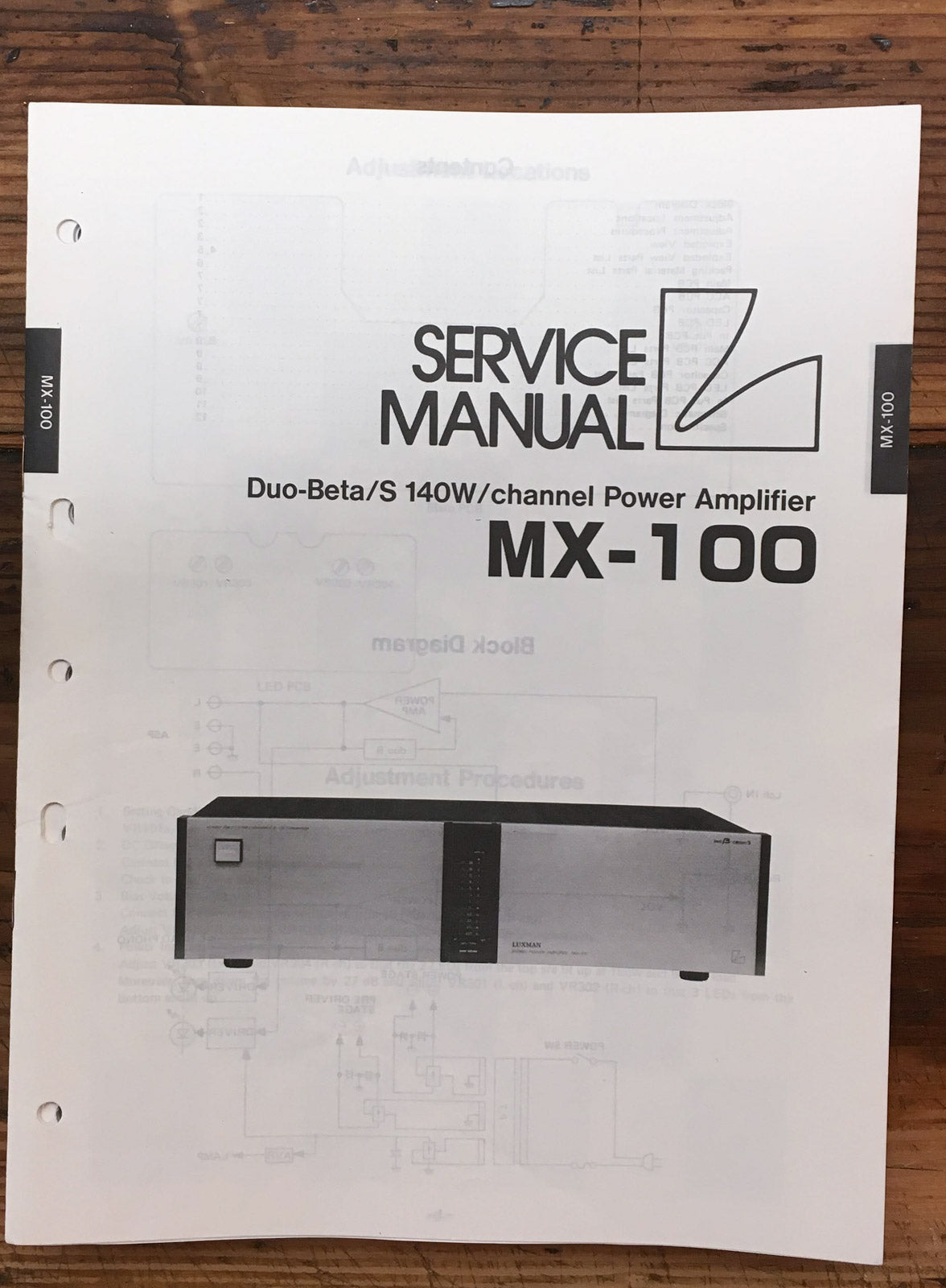 Luxman MX-100 Amplifier Service Manual *Original*