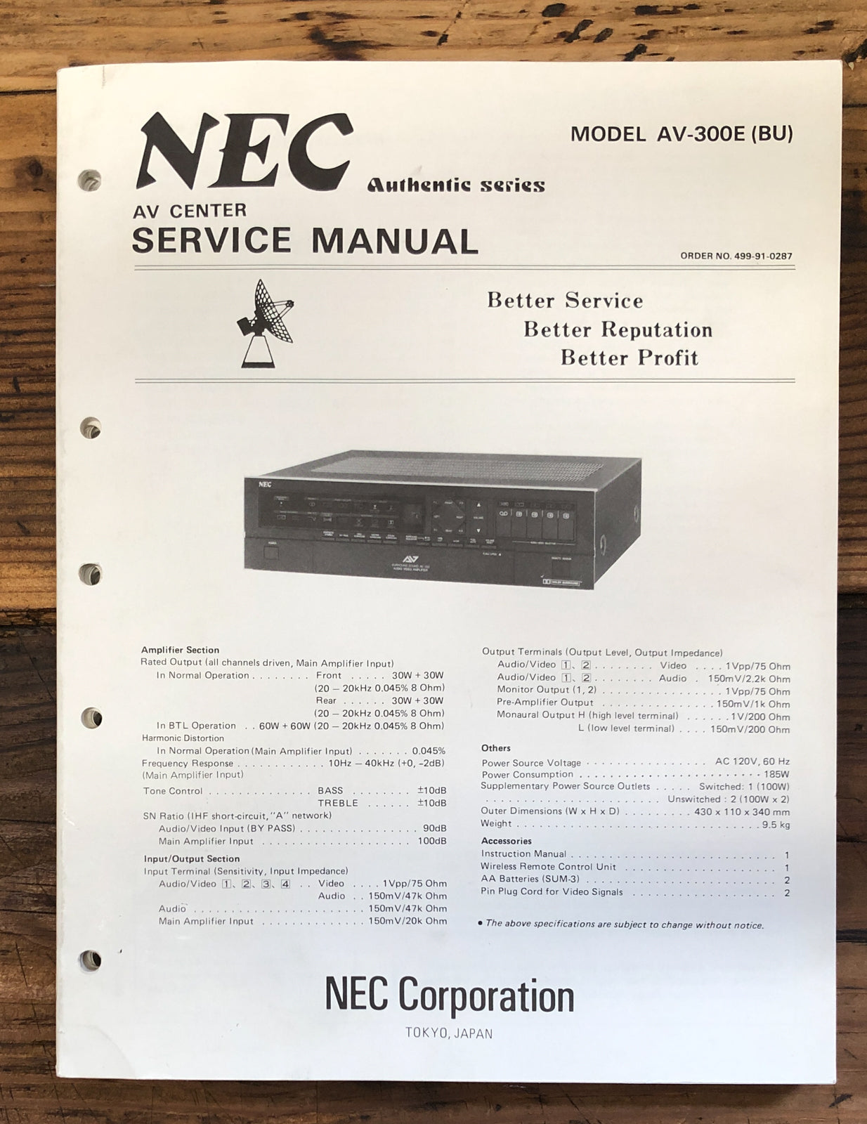 AV Center Service Manual *Original* Vintage Audio Store Vintage