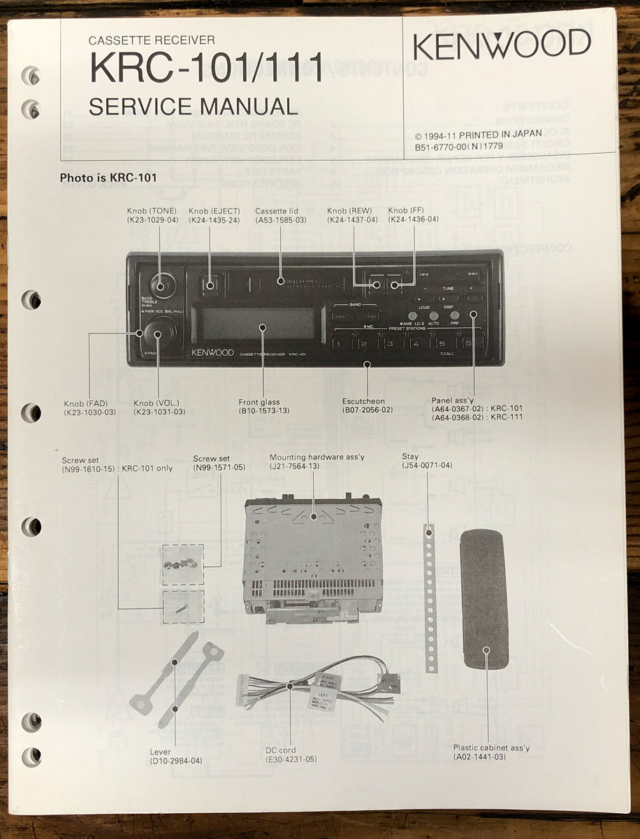 Car Radio Service Manual *Original* Vintage Audio Store Vintage