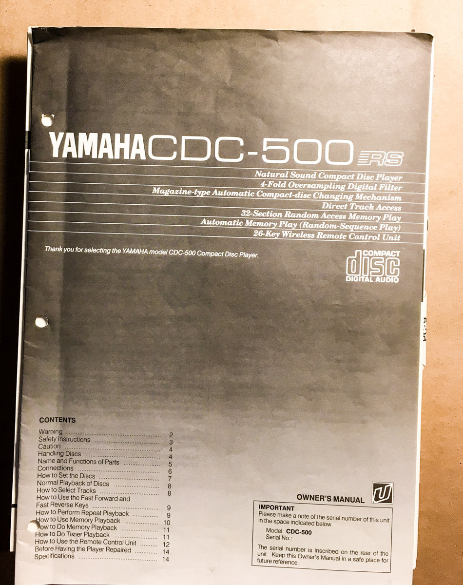 Yamaha CDC-500 CD Player Owners / Instruction Manual *Original*
