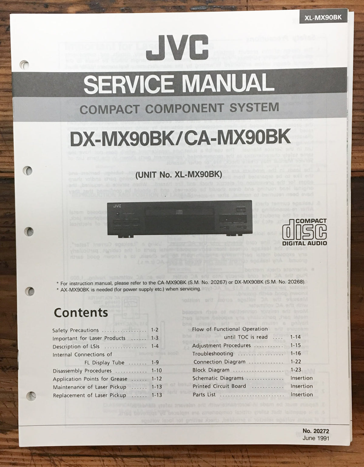 JVC XL-MX90 BK Stereo Service Manual *Original*