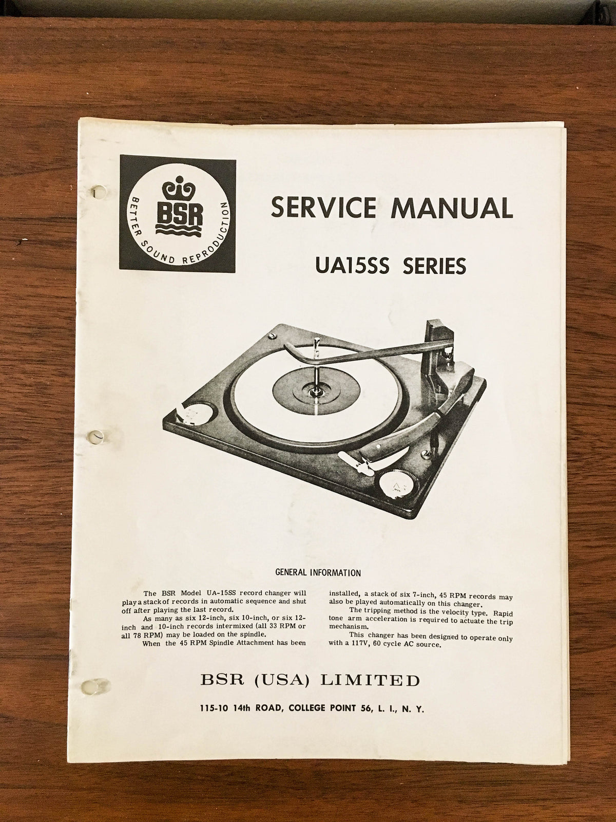 BSR UA15SS UA15 SS Series Service Manual *Original*