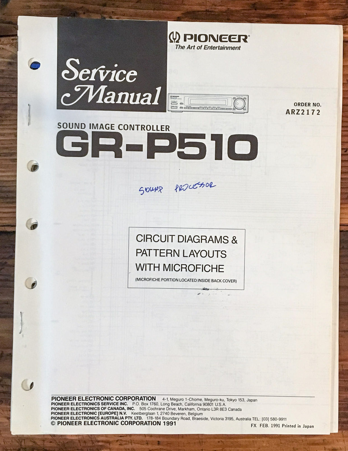 Pioneer GR-P510 Image Controller Service Manual *Original*