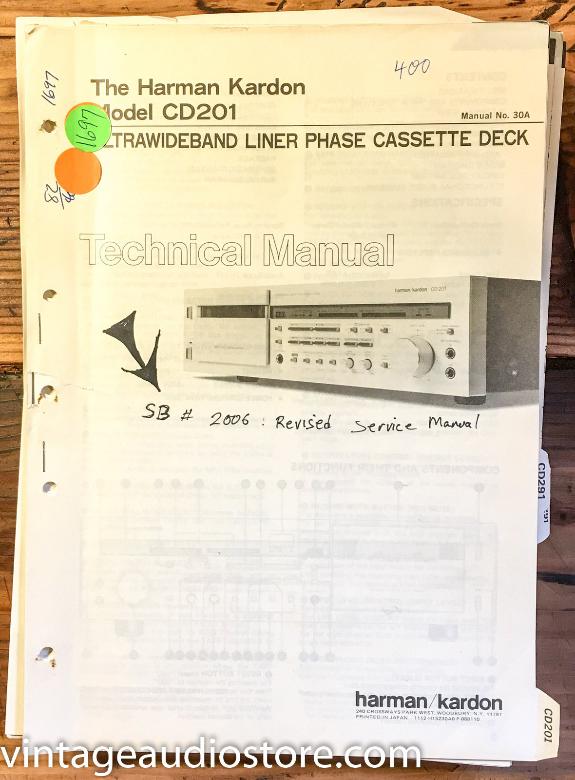 Harman Kardon CD201 CD201 Cassette Service Manual *Original*