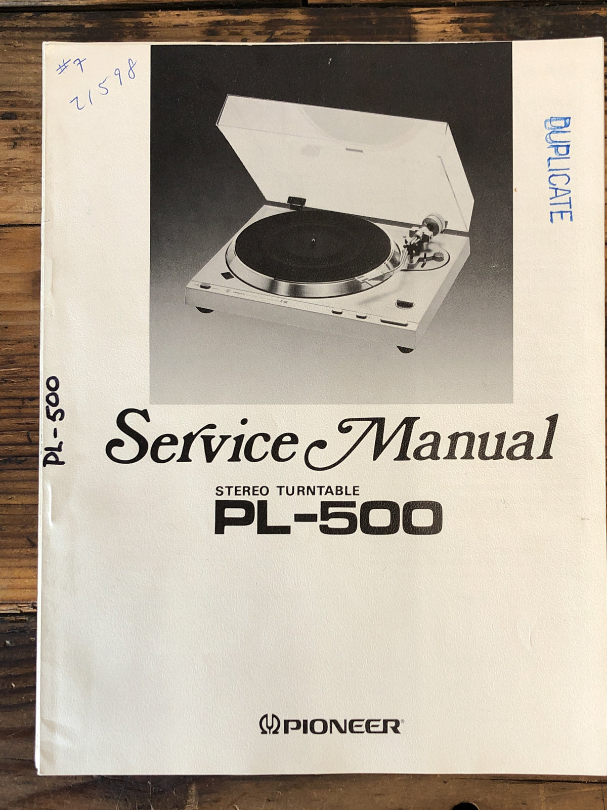 Pioneer PL-500 Record Player / Turntable Service Manual *Original*