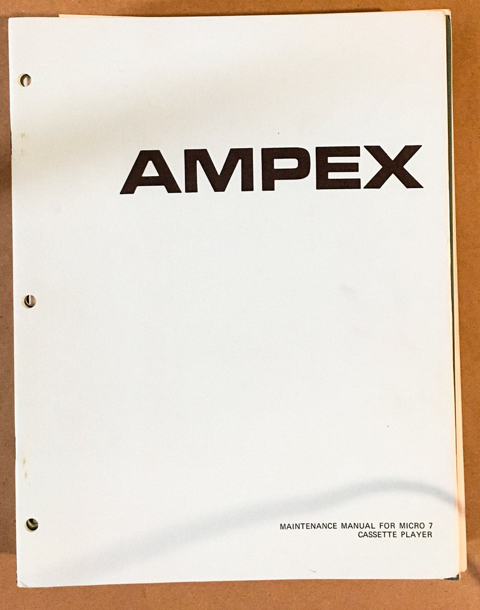 Ampex Micro 7 Cassette Player Service Manual *Original*