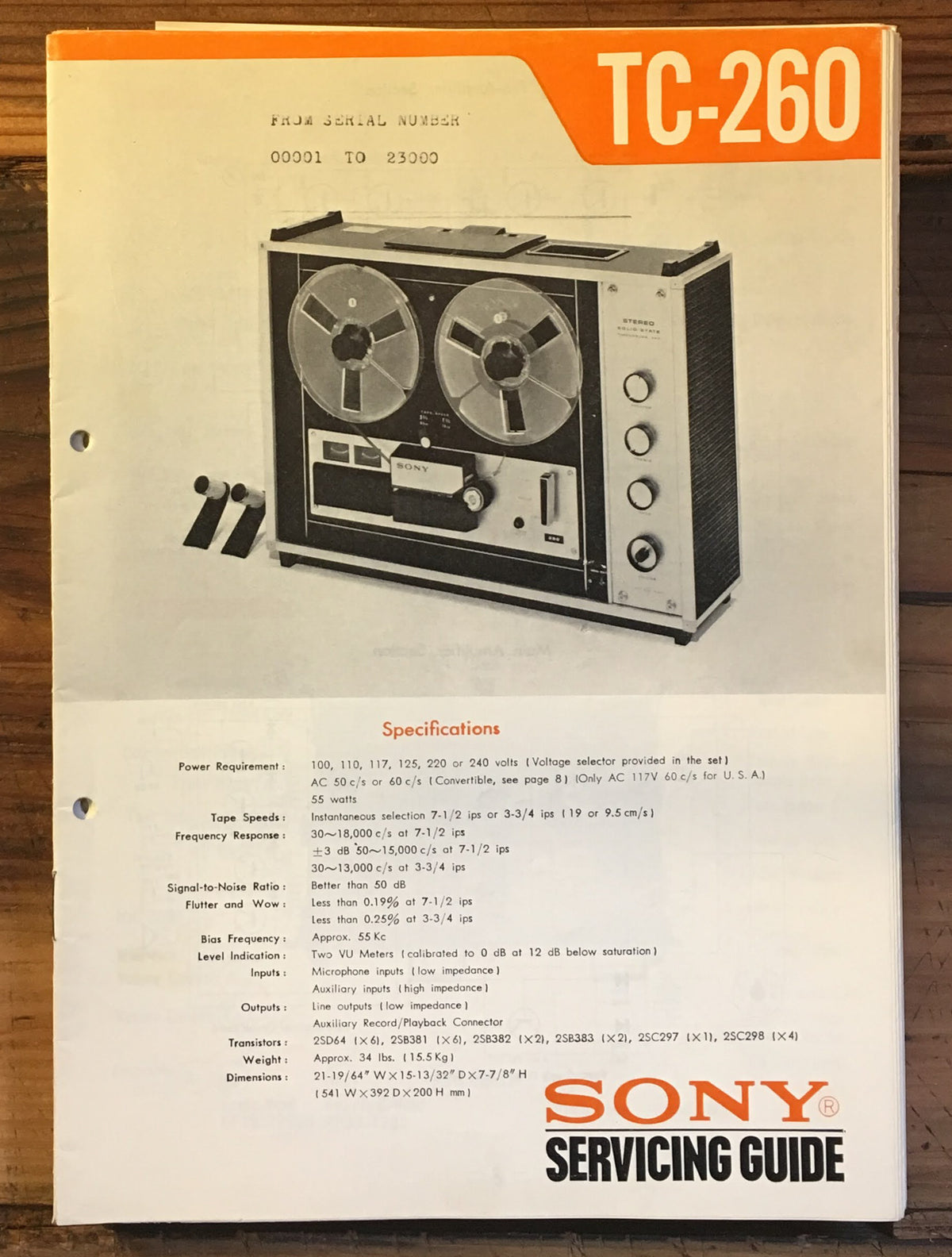 Sony TC-260 Service Manual *Original*