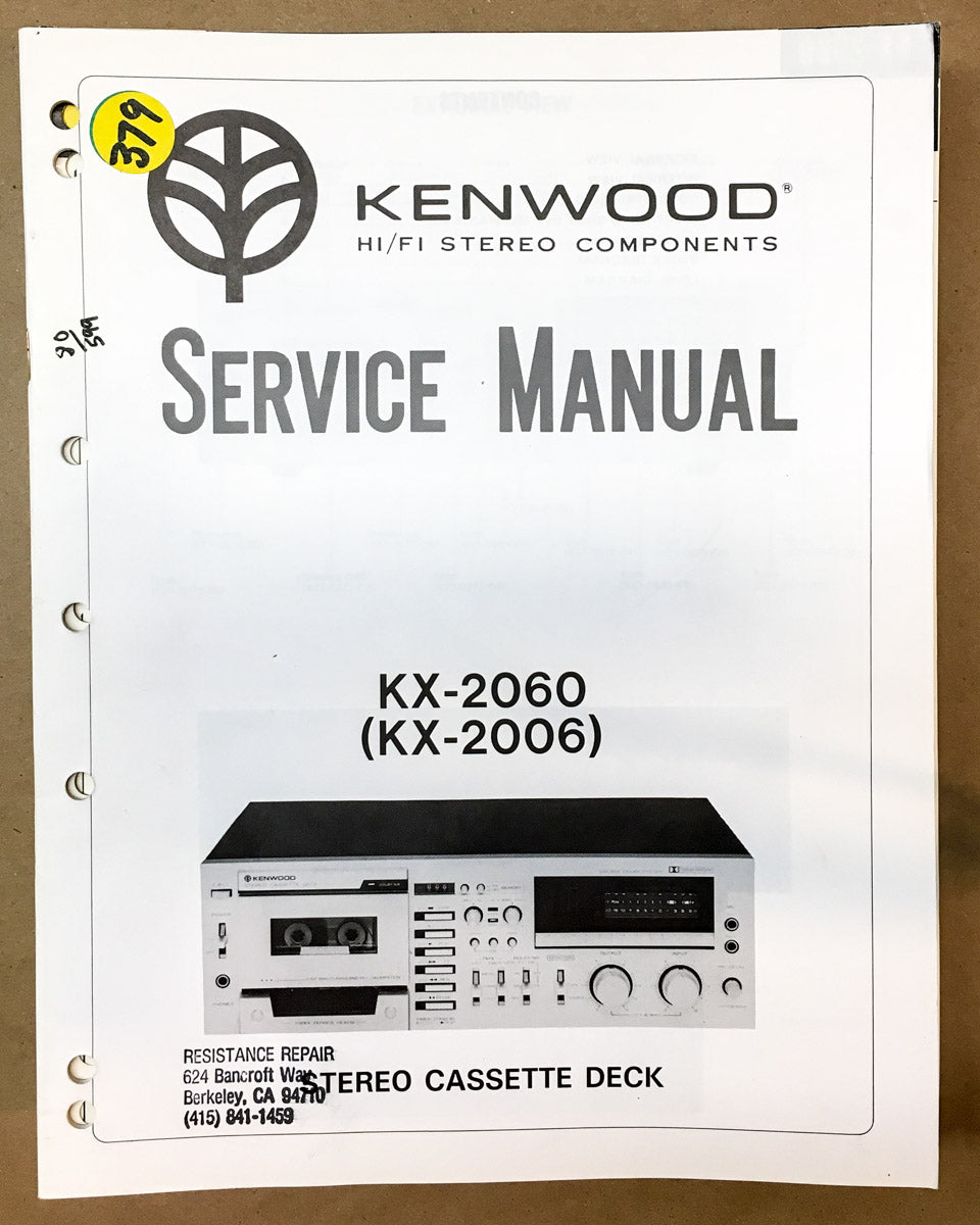 Kenwood KX-2060 Cassette Service Manual *Original*