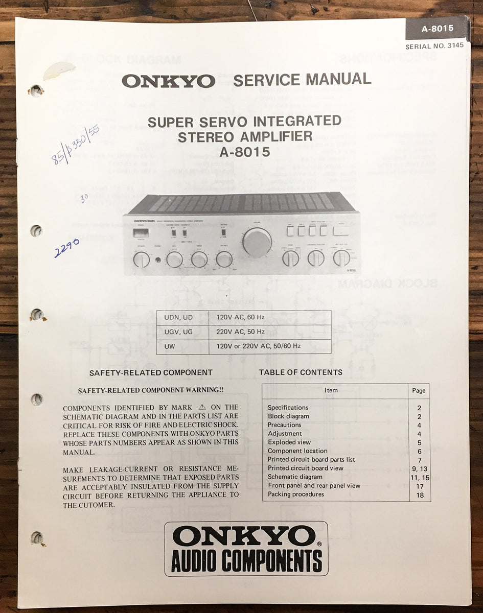 Amplifier Service Manual *Original* – Vintage Audio Store - Vintage Service Manuals, Stereo ...