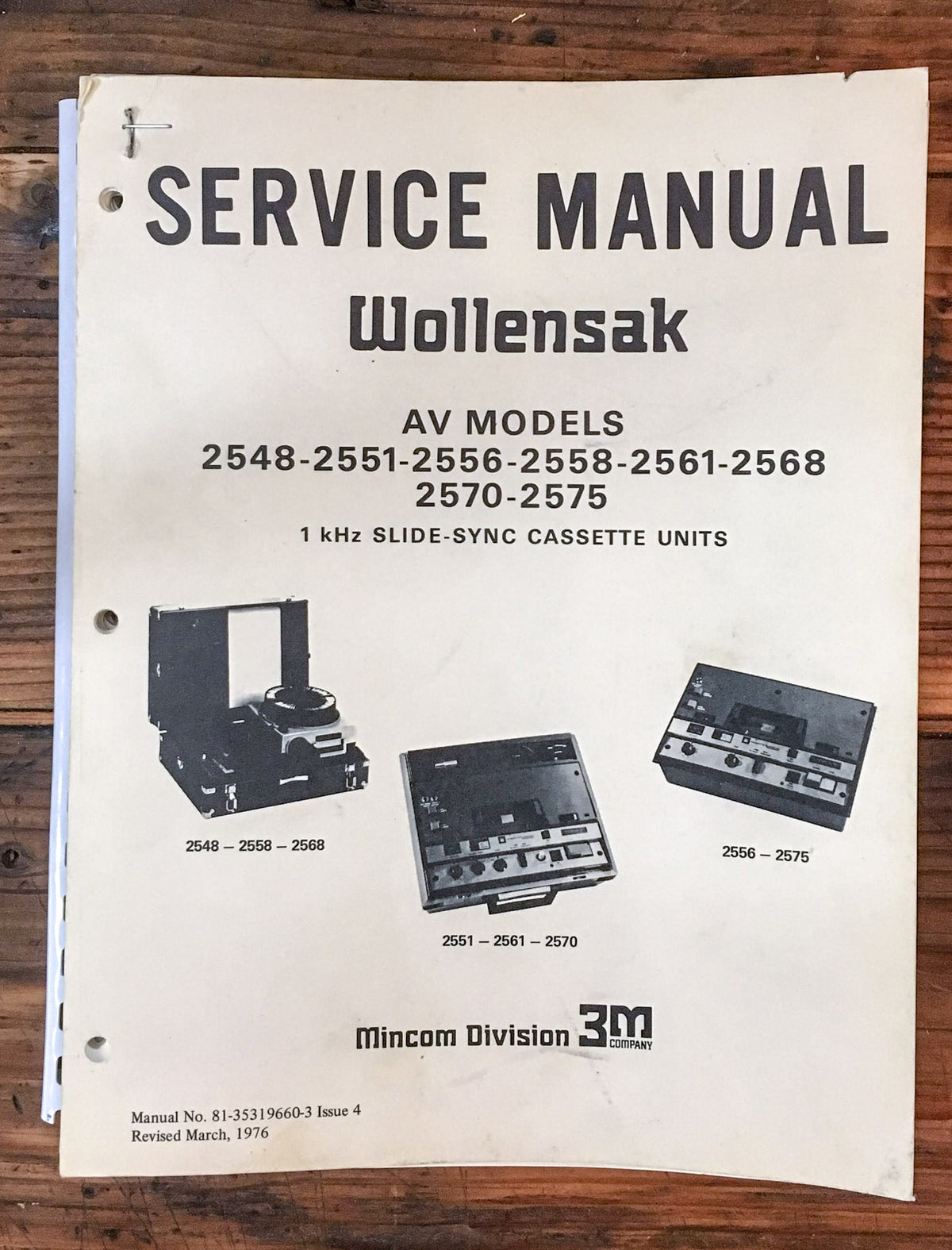 Wollensak 2548 2551 2556 2561 2568 2570 2575 Cassette Service Manual *Orig #2