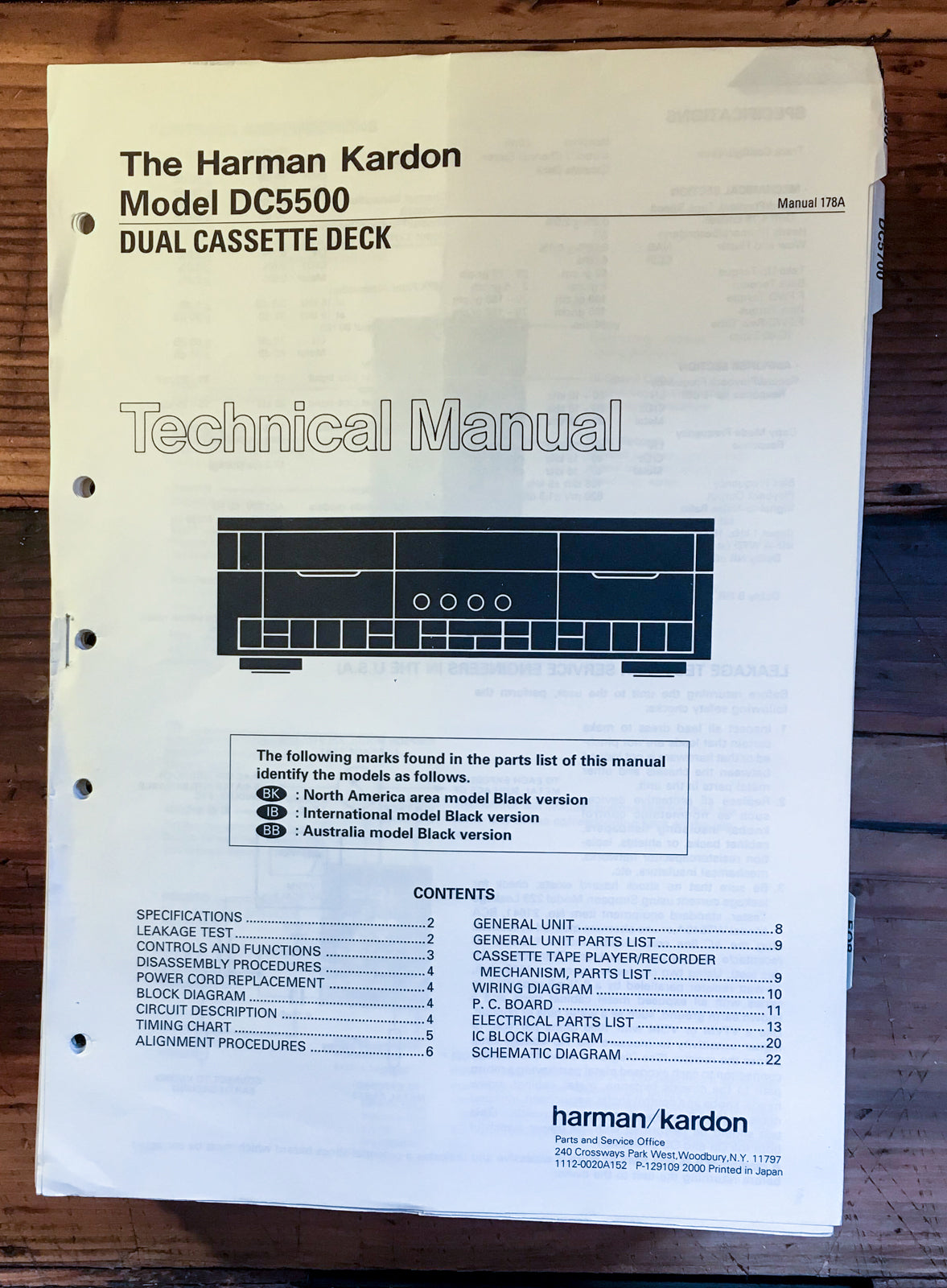 HK Harman Kardon DC5500 DC 5500 Cassette Service Manual *Original*