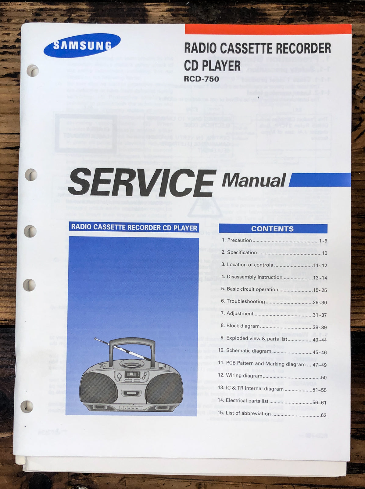 Samsung RCD-750 Stereo Service Manual *Original*