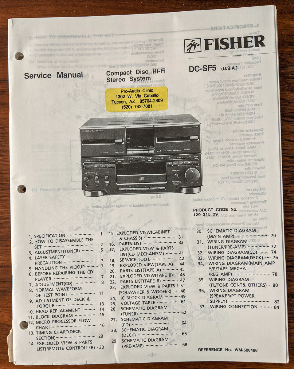 *Original* Sanyo / Fisher DC-D16 DCS-M12 Stereo Service Manual #2