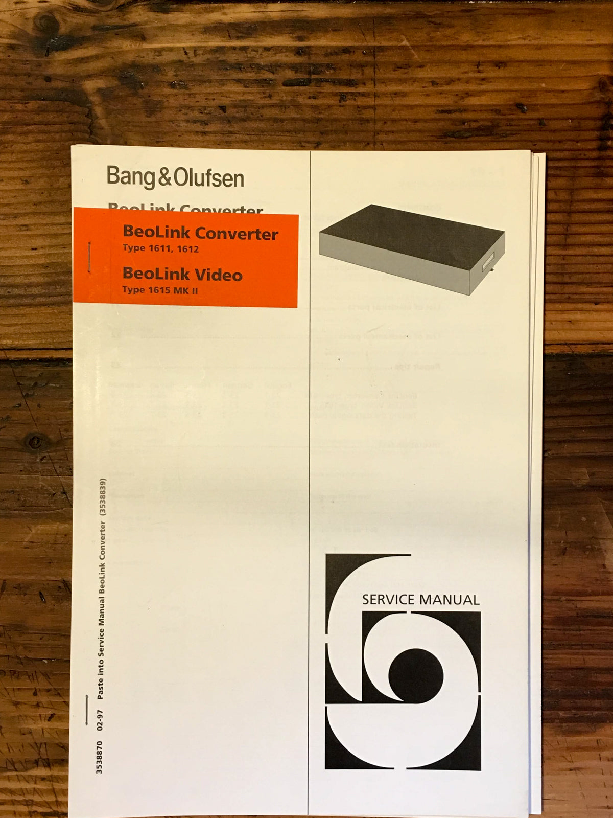 Bang Olufsen B&O Beolink Converter / Video Service Manual *Original*