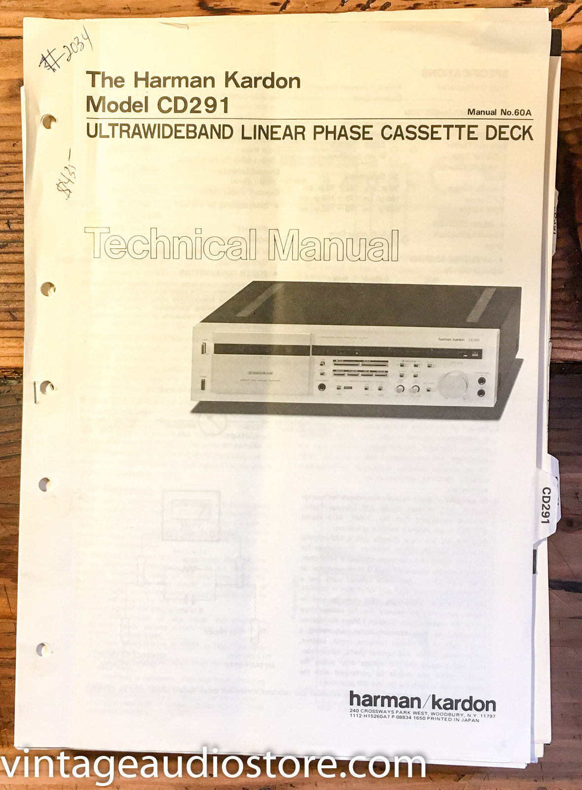 Harman Kardon CD291 CD291 Cassette Service Manual *Original*