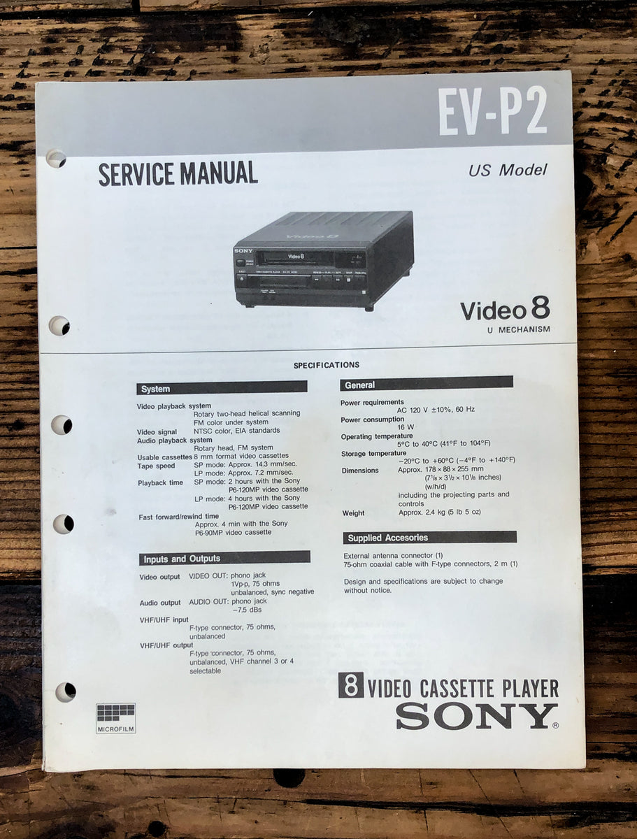 Video 8 VCR Service Manual *Original* Vintage Audio Store Vintage Service Manuals, Stereo