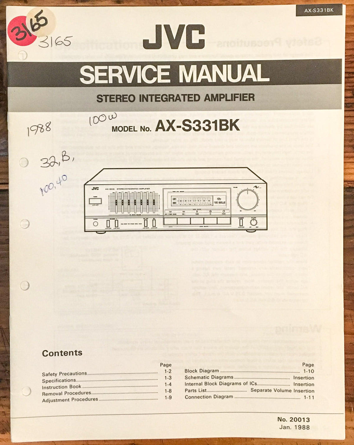 JVC AX-S331 BK AX-331BK Amplifier Service Manual *Original*