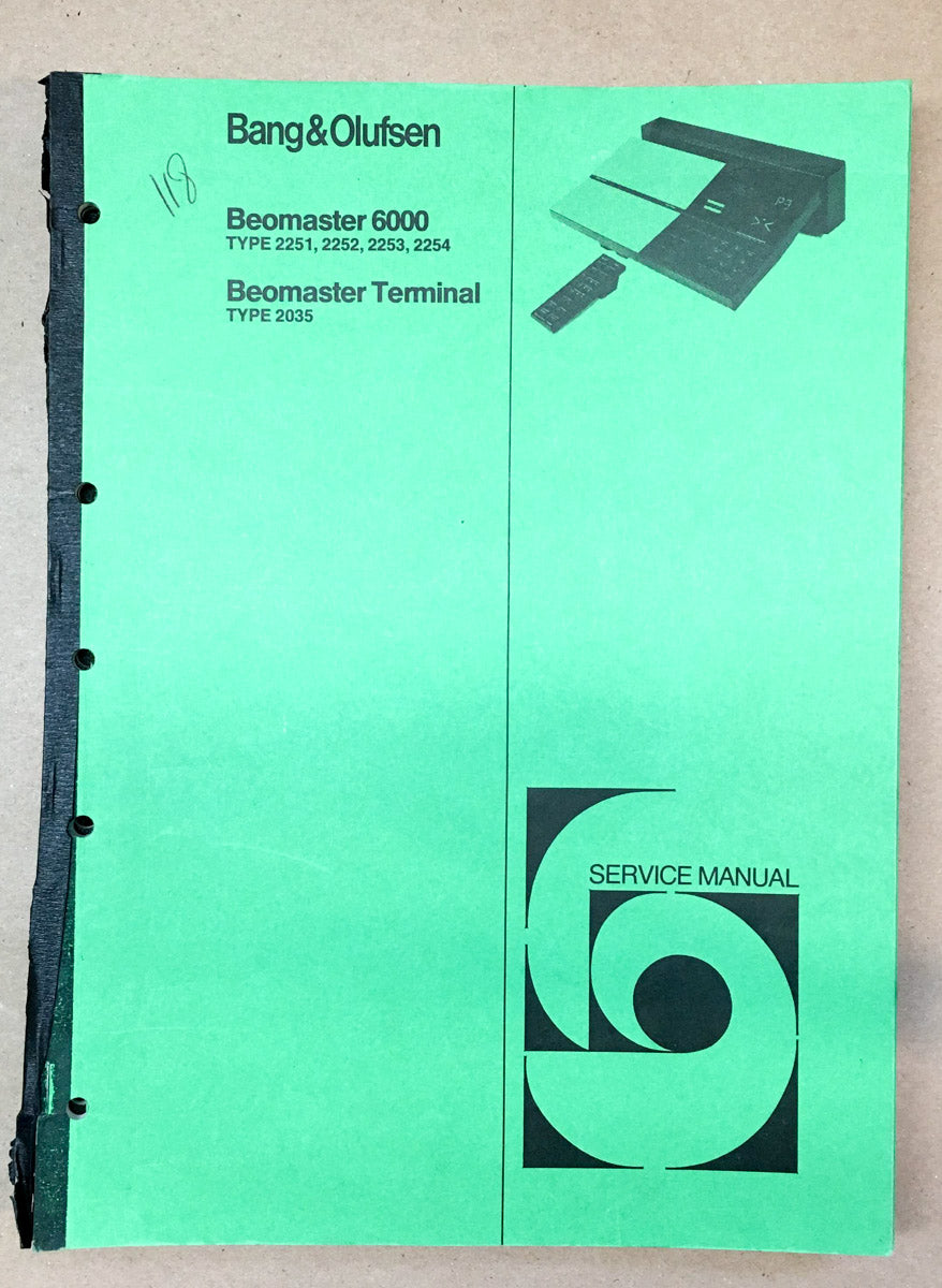 B&O Bang Olufsen Beomaster 6000 Service Manual *Original*