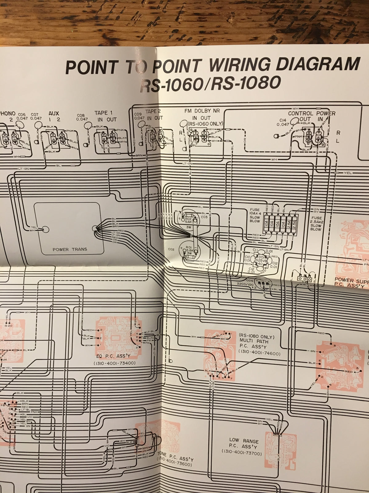 HH Scott RS-1060 RS-1080 Large Fold Out Wiring Diagram *Original*