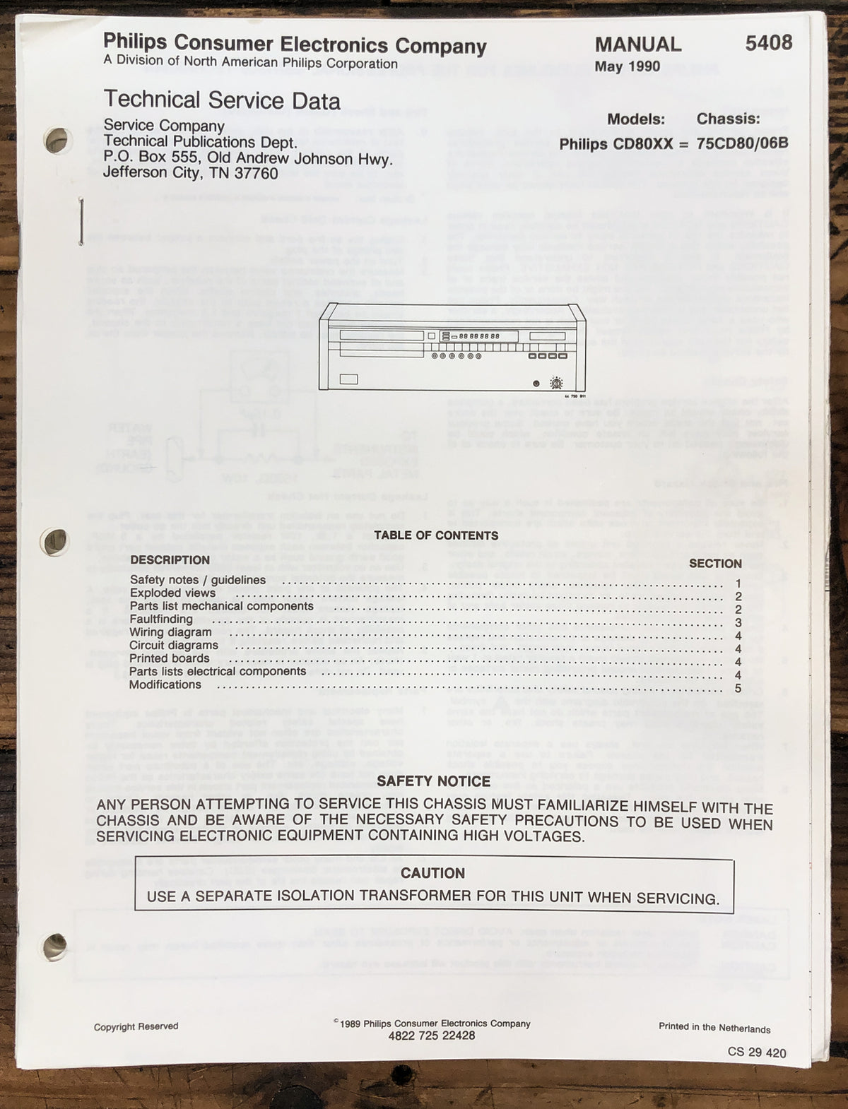 Philips CD80 CD-80 CD Player Service Manual *Original* #2