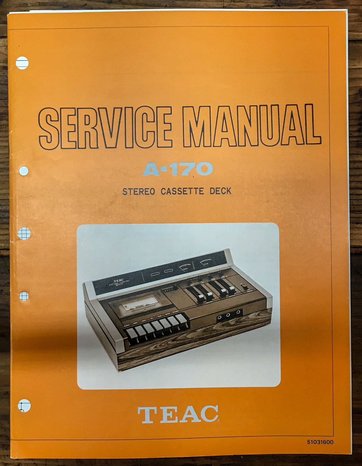 Teac A-170 Cassette Deck Service Manual *Original*