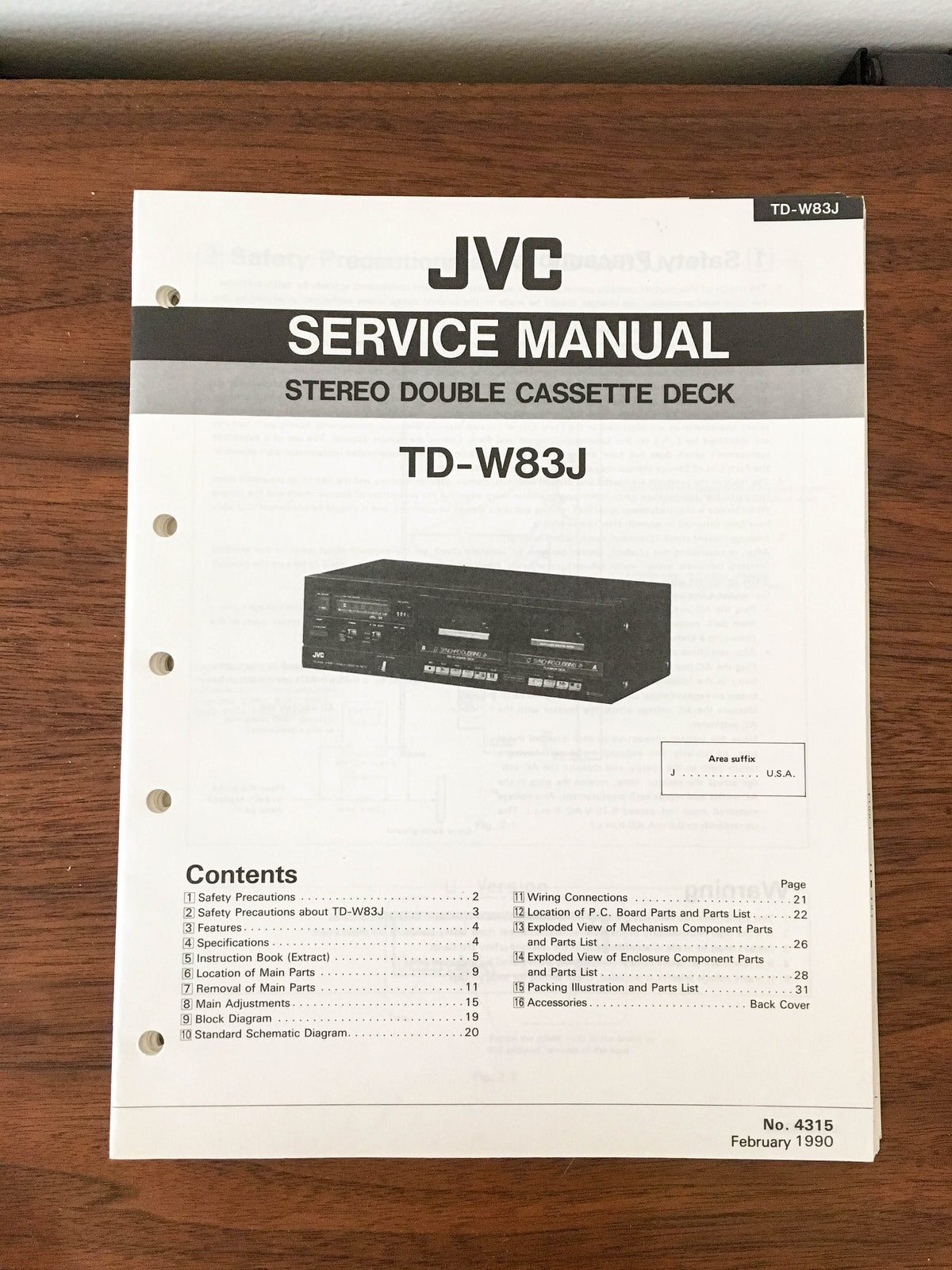 JVC TD-W83J TD-W83 J Cassette Service Manual *Original*