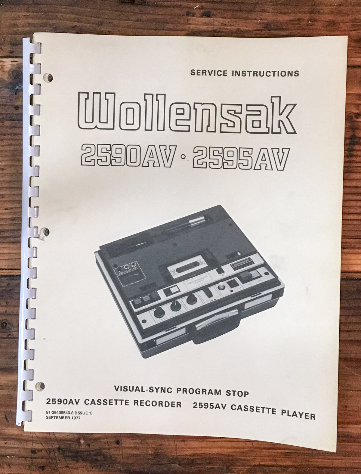 Wollensak 2590AV 2595AV 2590 2595 AV Cassette Service Manual *Original*