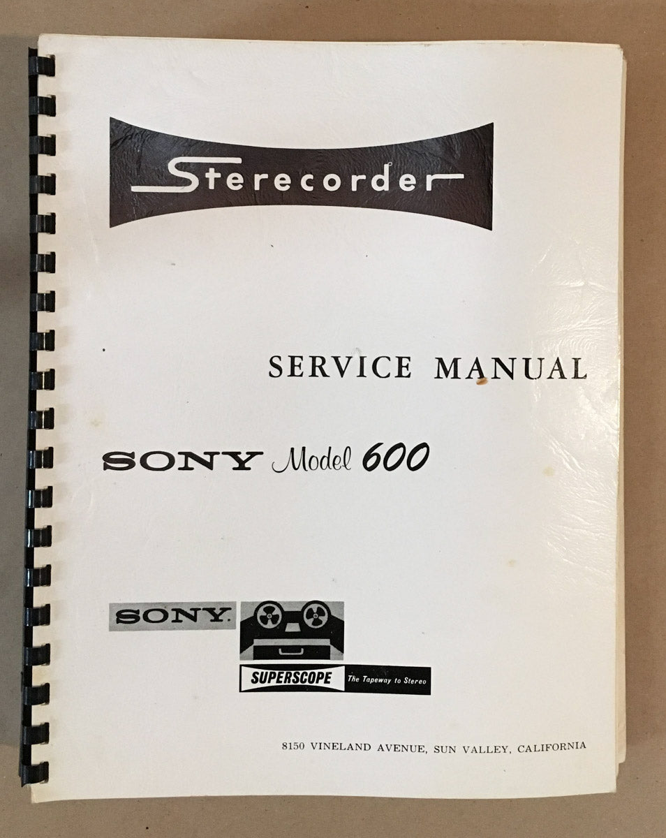 Sony TC-600 Tape Recorder Service Manual *Original* #1