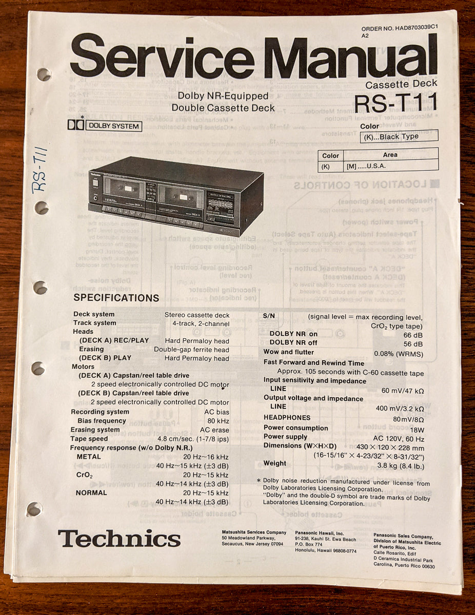 Panasonic RX-T11 Radio Cassette Service Manual *Original*