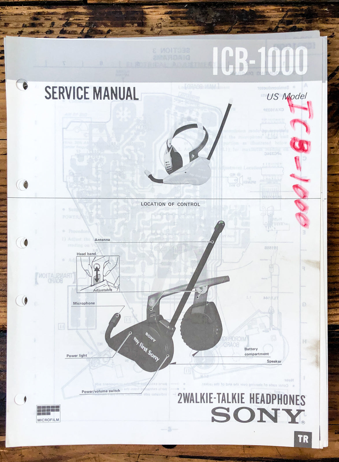 Sony ICB-1000 Walkie Talkie Service Manual *Original*