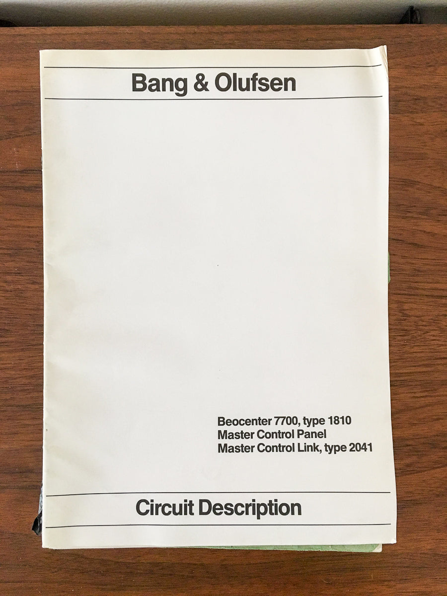 B&O Bang Olufsen Beocenter 7700 Stereo Circuit Description Manual *Original* #3