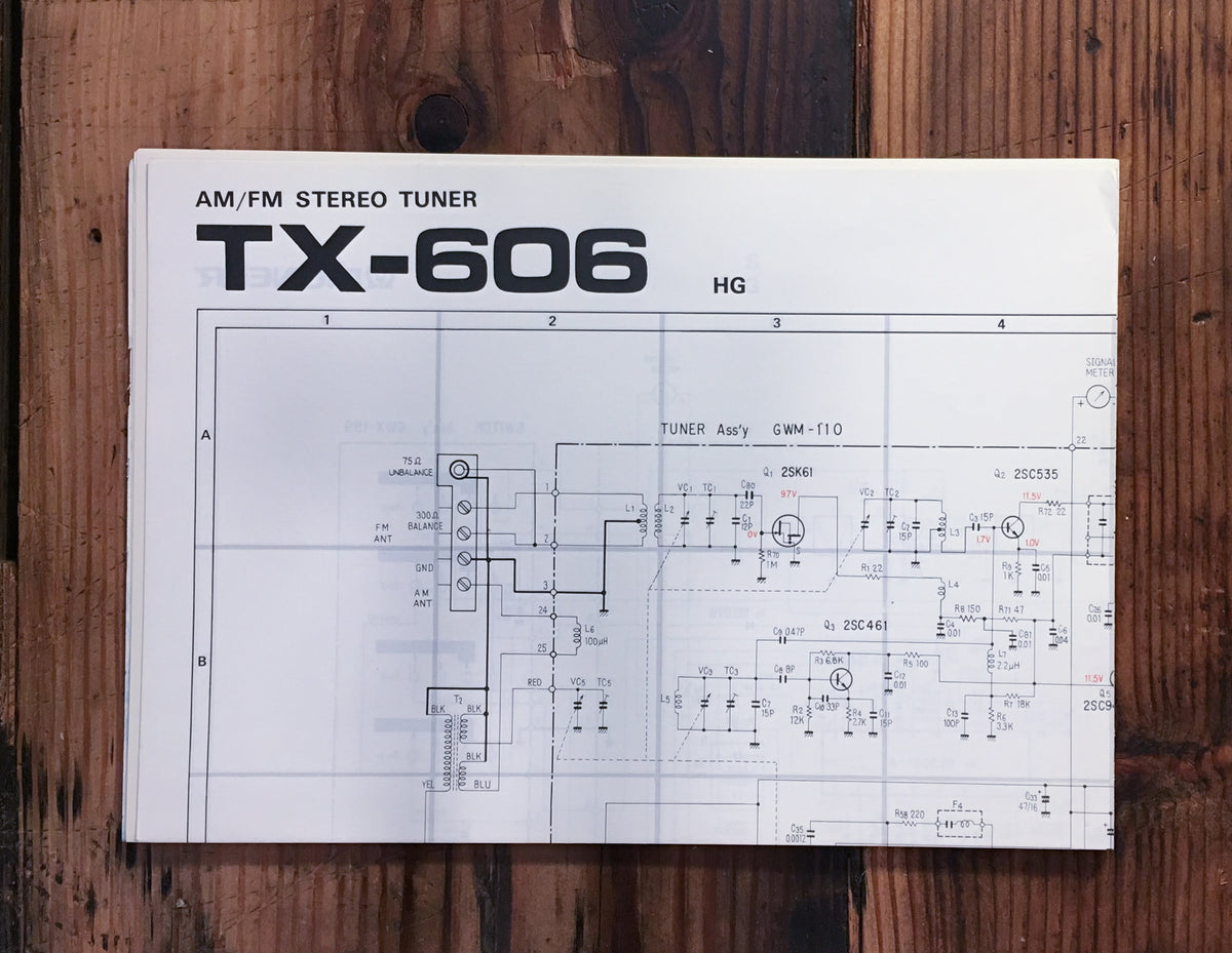Pioneer TX-606 Tuner Large Fold Out Schematic Sheet *Original*
