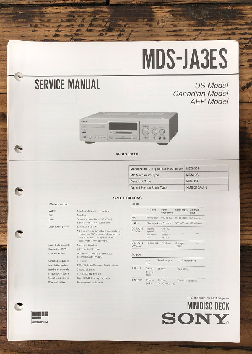 MD Minidisc Deck Service Manual *Original* Vintage Audio Store