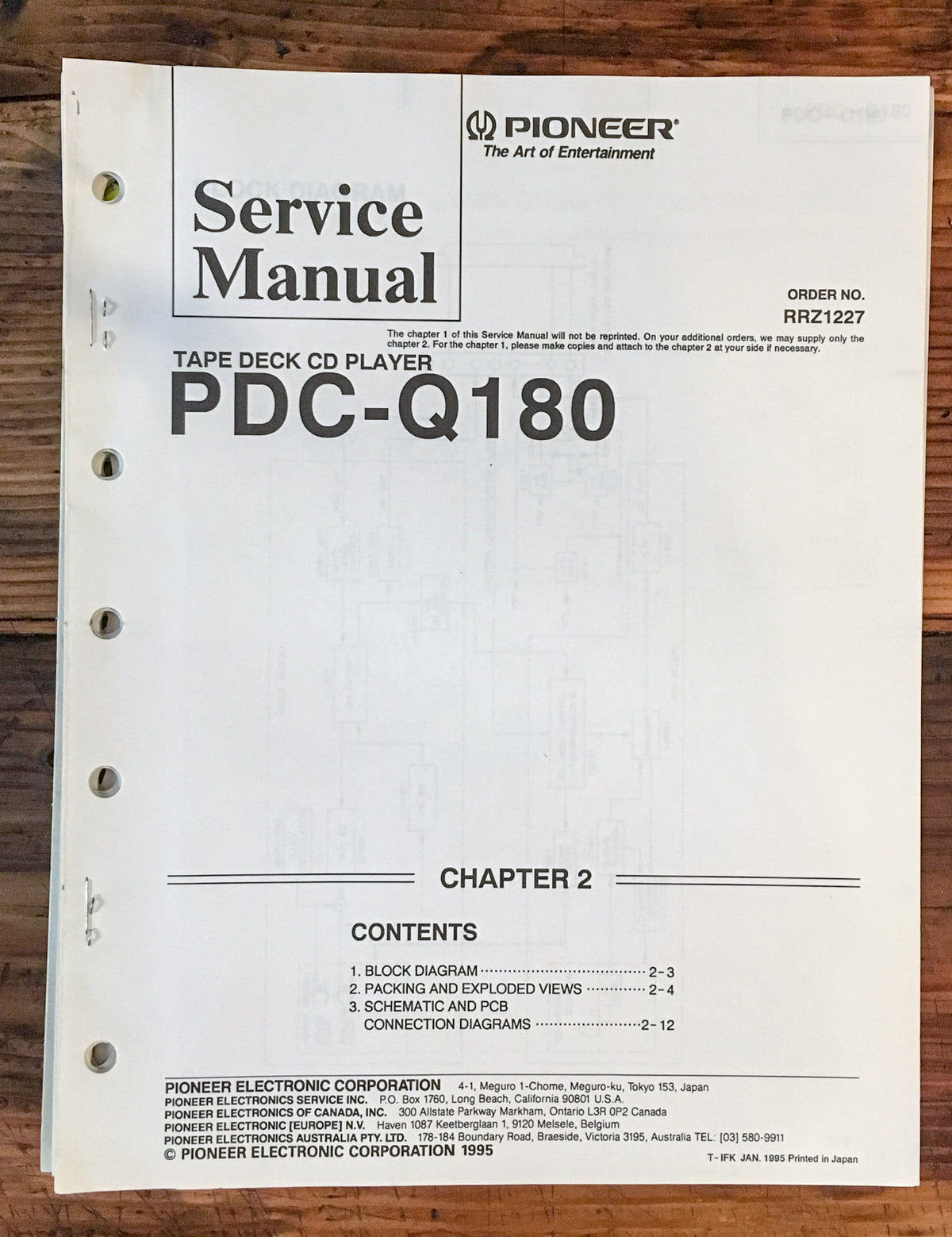 Pioneer PDC-Q180 CD Player Service Manual *Original*