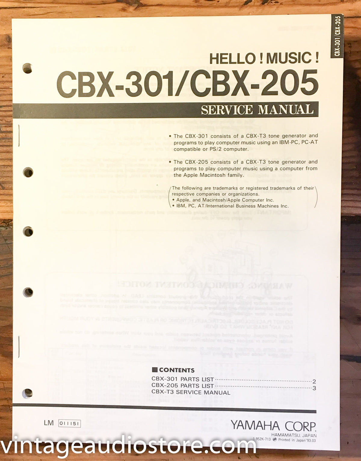 Yamaha CBX-301 CBX-205 Hello! Music! Service Manual *Original*