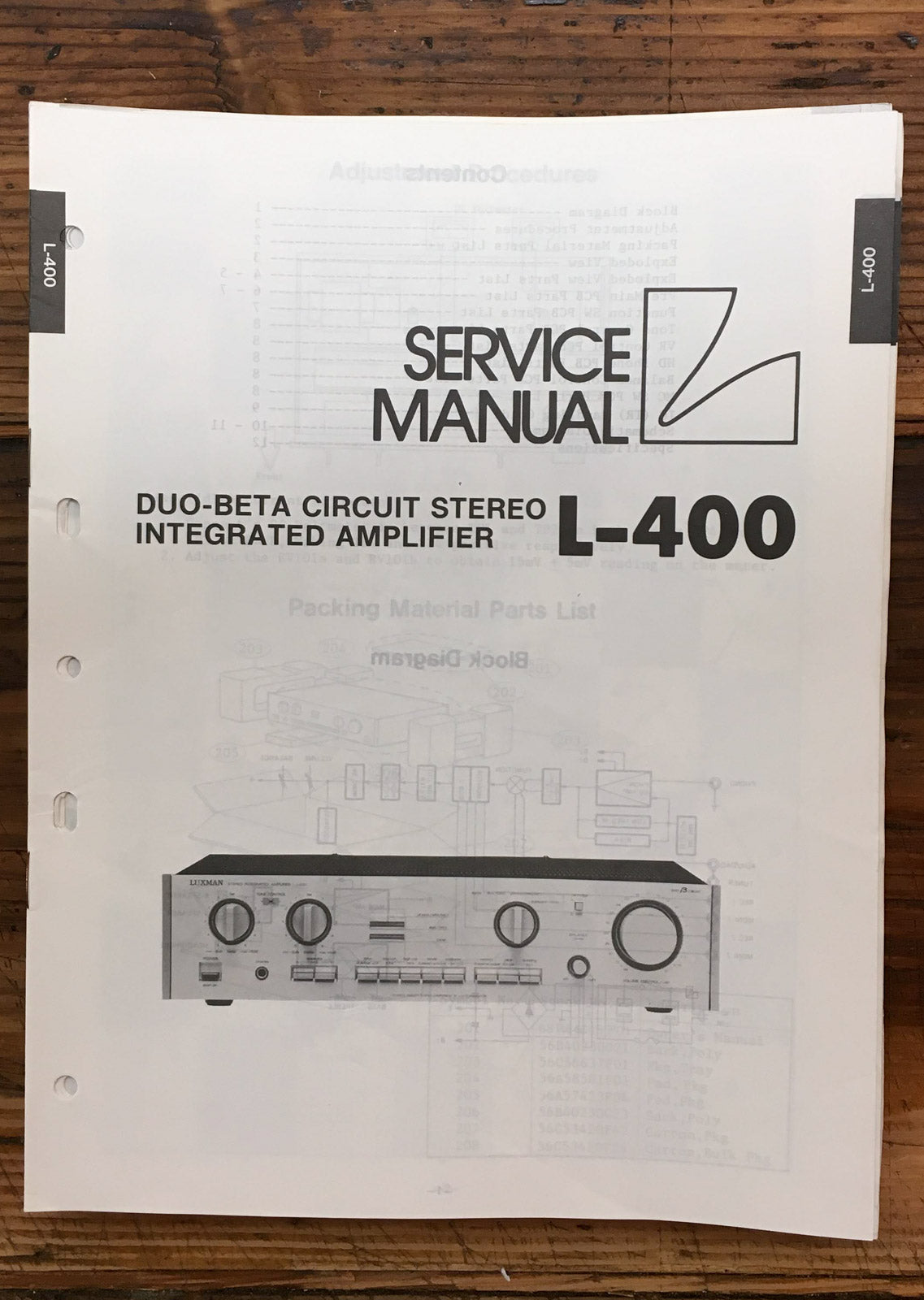 Luxman L-400 L400 Integrated Amplifier Service Manual *Original*