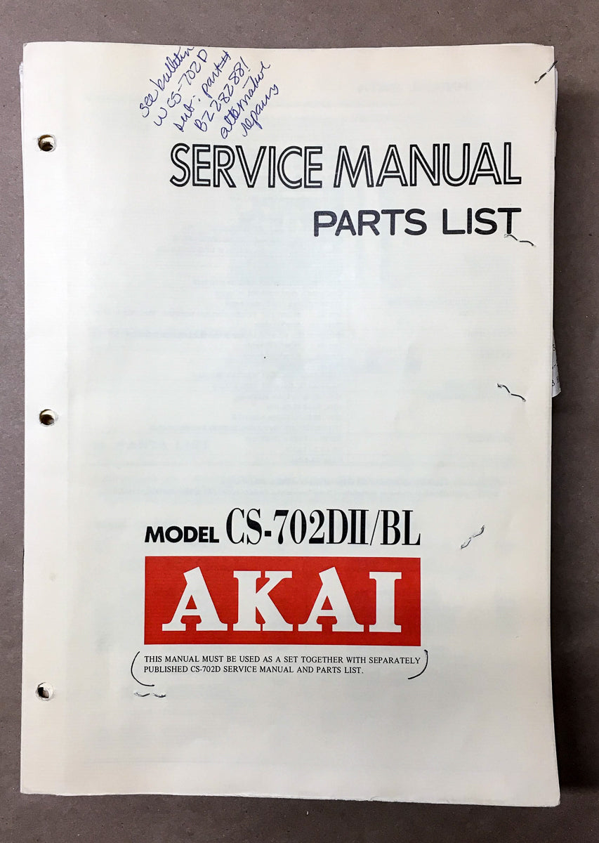 Akai CS-702D II / BL Cassette Service Manual *Original*