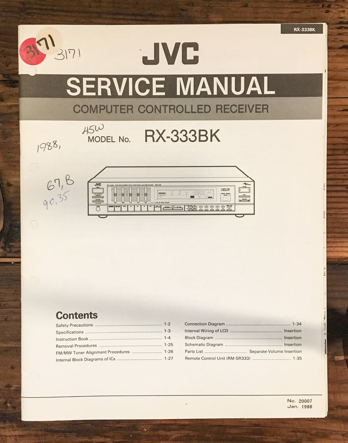 JVC RX-333 RX-333BK Receiver Service Manual *Original*