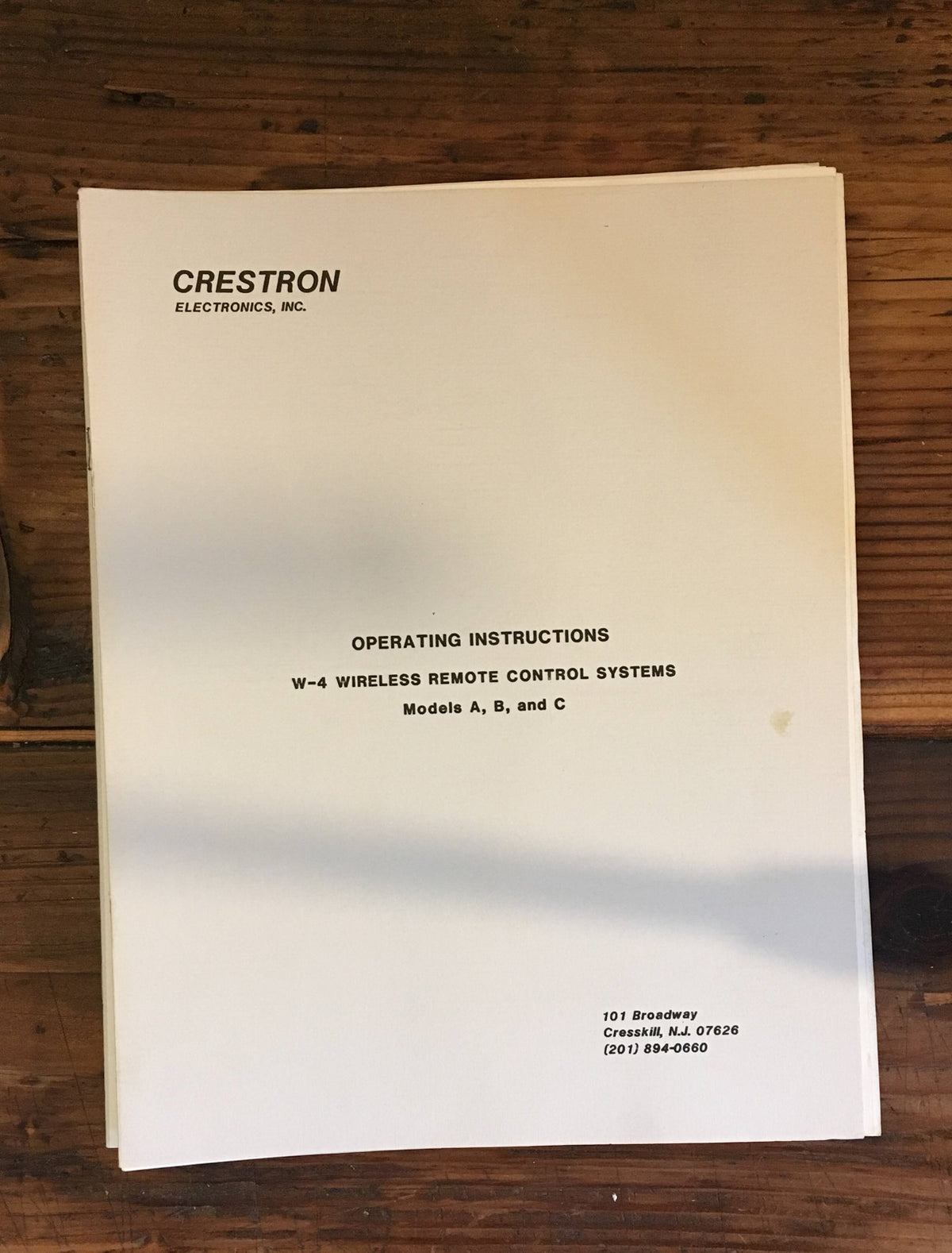 Crestron Electronics W-4 Wireless Remote Owner / User Manual *Original*