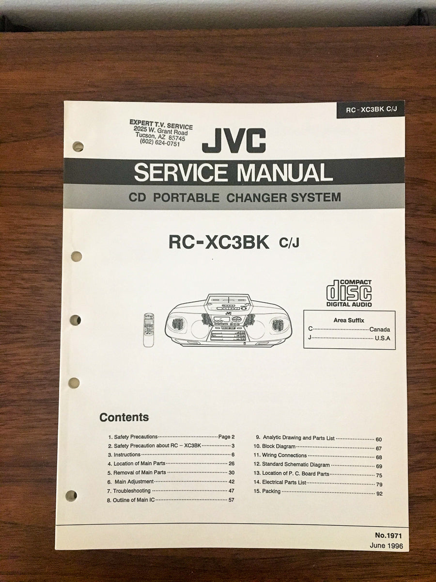 JVC RC-XC3 BK Radio Service Manual *Original*