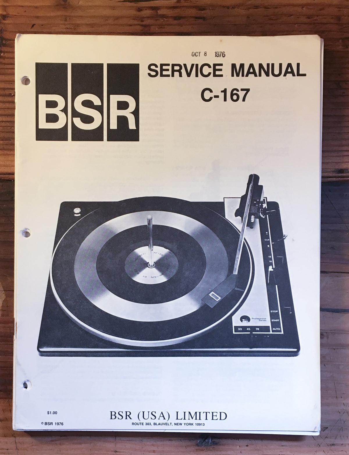 Kenwood C-167 C167 Record Player / Turntable Service Manual *Original*