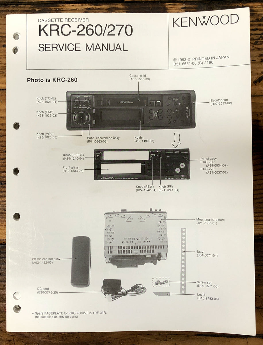 Car Radio Service Manual *Original* Vintage Audio Store Vintage