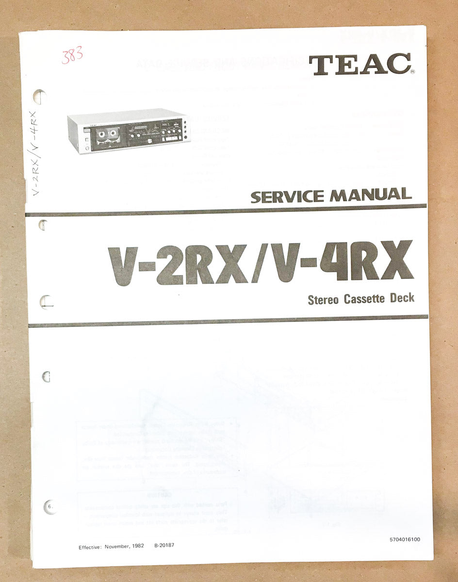 Teac V-2RX V-4RX Cassette Service Manual *Original*
