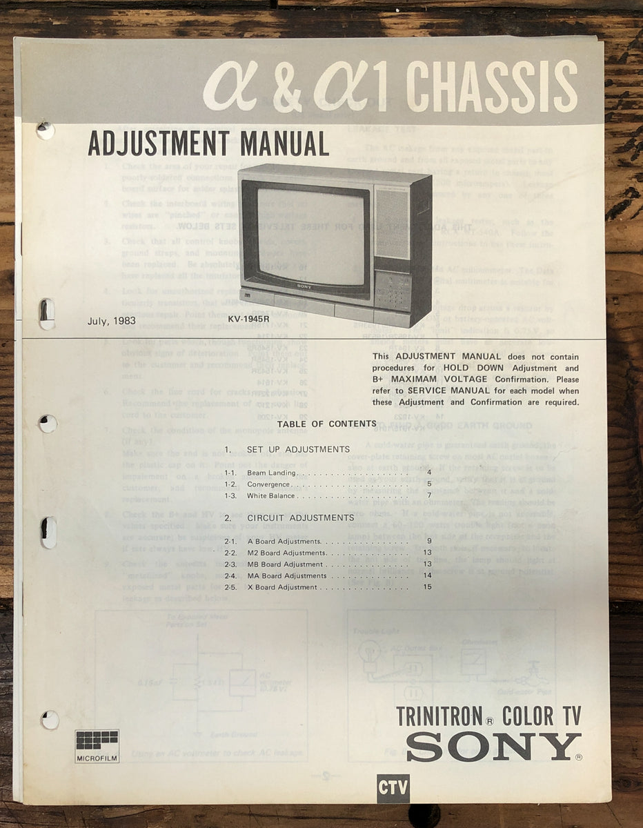 TV Service Manual *Original* – Vintage Audio Store - Vintage